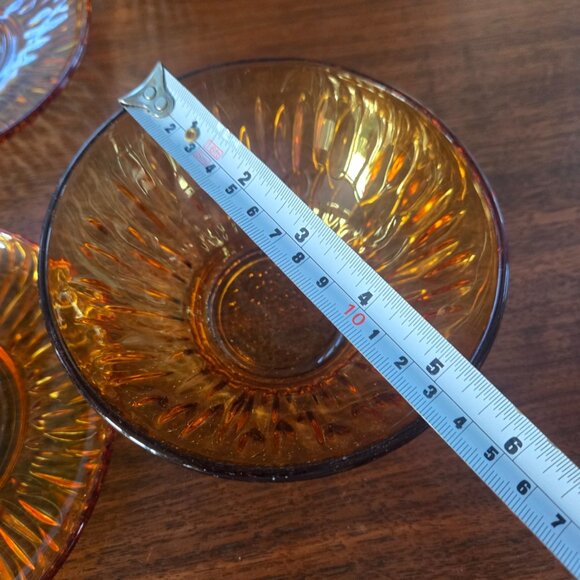 Vereco Glass Bowl and Saucers, Service for 4, VTG French Tempered Glass 6.25" - Picture 11 of 16